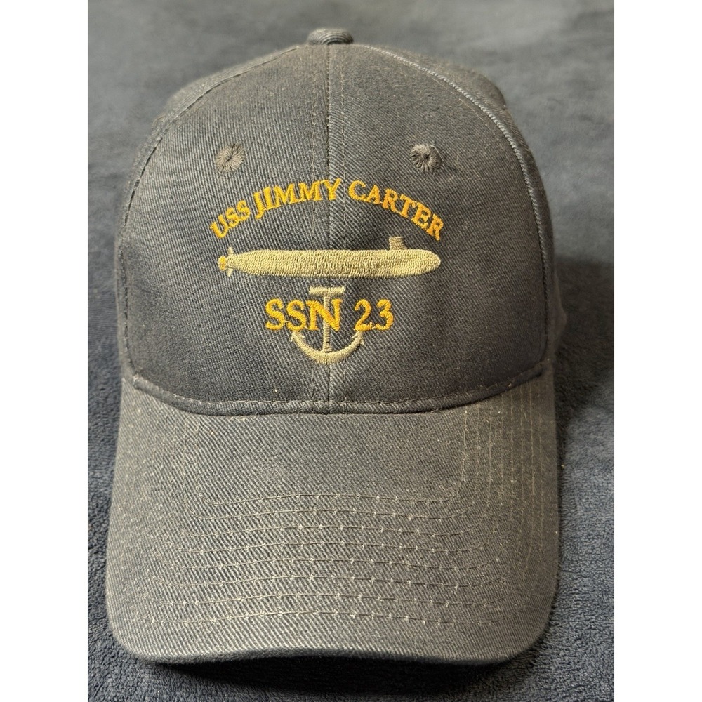 Vtg USS Jimmy Carter SSN-23 Submarine Baseball Hat Adjustable Navy Blue